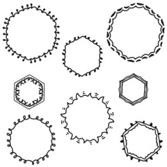 set of doodle frames hand drawn vector on white background