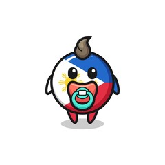baby philippines flag badge cartoon character with pacifier