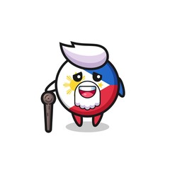 cute philippines flag badge grandpa is holding a stick