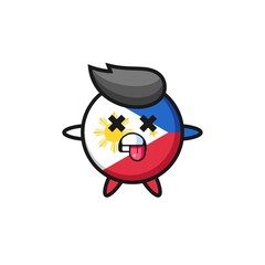 character of the cute philippines flag badge with dead pose