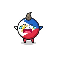 the illustration of crying philippines flag badge cute baby