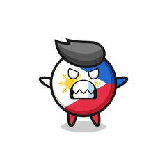 Obraz premium wrathful expression of the philippines flag badge mascot character
