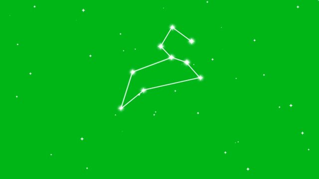 Representation of zodiac sign Leo with twinkling stars on green screen background