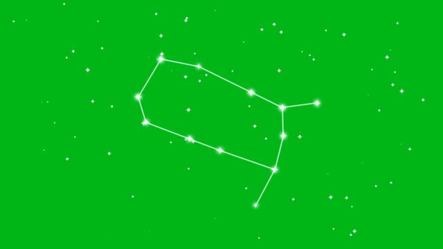 Representation of zodiac sign Gemini with twinkling stars on green screen background
