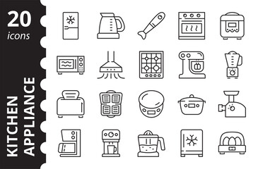 Kitchen Appliances - Linear Icons Set. Kitchen household collection. Simple line vector symbols.