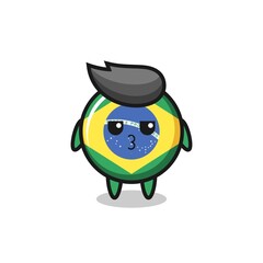 the bored expression of cute brazil flag badge characters