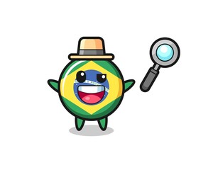 illustration of the brazil flag badge mascot as a detective who manages to solve a case