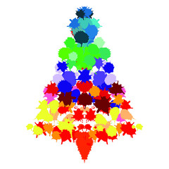 Colorful abstract paint spash Christmas tree