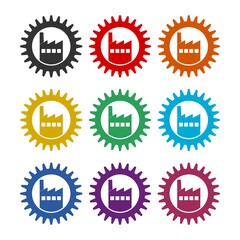 Factory color icon set isolated on white background