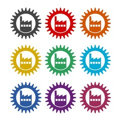 Factory color icon set isolated on white background