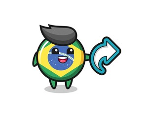 cute brazil flag badge hold social media share symbol