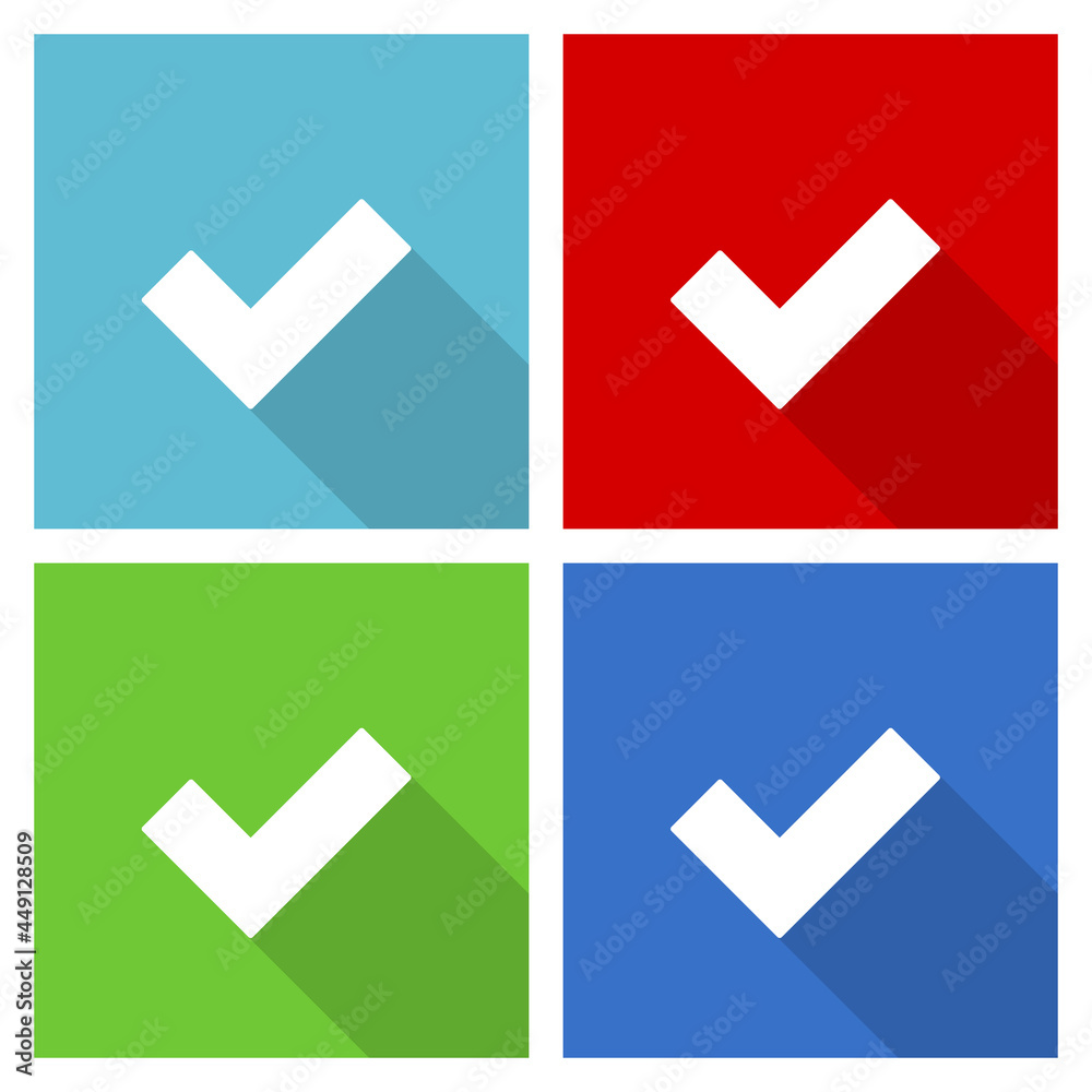 Aufkleber Accept icon set, flat design vector illustration in eps 10 for webdesign and mobile applications in four color options