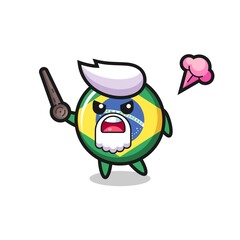cute brazil flag badge grandpa is getting angry