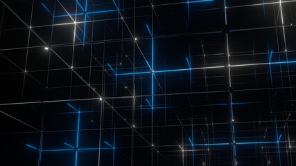 グリッド 面心立方格子構造 立体 ワイヤーフレーム 青 [別Verあり]