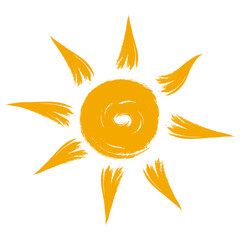 Vector yellow sun on white background.