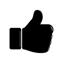 Illustration of hand-making thumbs-up sign, isolated on white background.