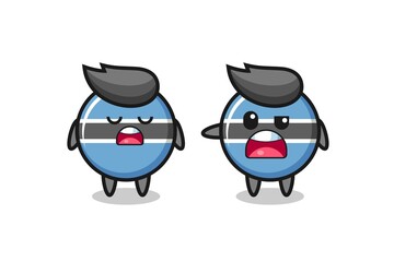 illustration of the argue between two cute botswana flag badge characters