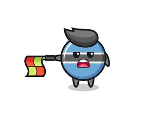 botswana flag badge character as line judge hold the flag straight horizontally