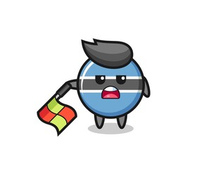 botswana flag badge character as line judge hold the flag down at a 45 degree angle