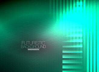 Bright neon color techno abstract background, shiny glowing neon lines in the dark background