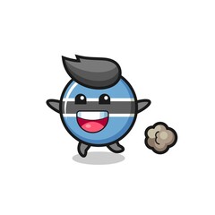 the happy botswana flag badge cartoon with running pose