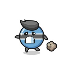 illustration of the botswana flag badge running in fear