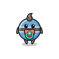baby botswana flag badge cartoon character with pacifier