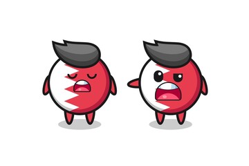 illustration of the argue between two cute bahrain flag badge characters