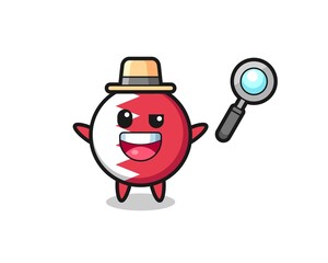 Fototapeta premium illustration of the bahrain flag badge mascot as a detective who manages to solve a case