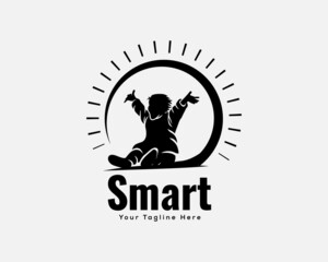 power spirit Happy child expression silhouette logo template illustration inspiration