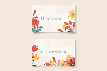 Thank you card design on a spring flower theme