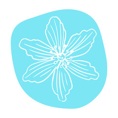 Flower with abstract shapes hand drawn illustration. Line art. Isolated on white background.