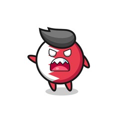 cute bahrain flag badge cartoon in a very angry pose