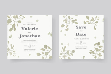 Elegant wedding card design with leaf ornament