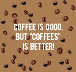Coffee seamless pattern design. Decorate text in brown colors.
