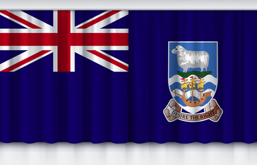 Flag of Falkland Islands on silk curtain, stage performance event ceremony show illustration