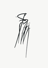 Mid century modern minimalist art print. Abstract contemporary aesthetic background. Abstract line art scribble background. Modern minimal concept illustration. Art design for poster, print, cover