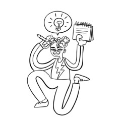 Poster with cartoon style young sexy girl. Vector illustration.