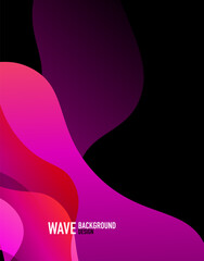 Vertical fluid gradient wave abstract background. Bright color waves in the dark. Vector Illustration For Wallpaper, Banner, Background, Landing Page