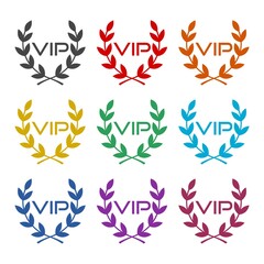 Fototapeta na wymiar Vip laurel wreath glyph color icon set