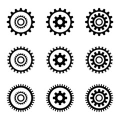 Gears icon Gear design mega collection Gear wheel icon set collection. Simple Gear wheel collection vector illustration