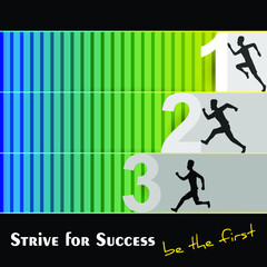 Fototapeta na wymiar Man silhouette running to be the first, be the best, leader in work with striving for victory. Competitive successful businessman banner concept. Vector illustration sports competitions.