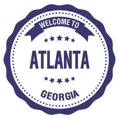 WELCOME TO ATLANTA - GEORGIA, words written on blue stamp