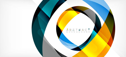 Fototapeta premium Geometric abstract background. Circle created with overlapping color shapes. Vector Illustration For Wallpaper, Banner, Background, Landing Page