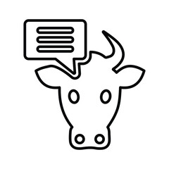 Message, cow status icon. Outline vector.