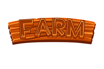 Wooden old board with farm logo for graphic design.