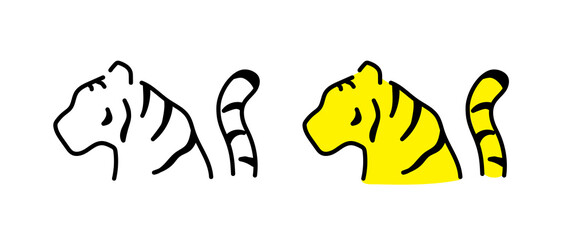 虎のイラストセット　トラ　とら　シンプル　アイコン　寅　寅年　タイガー　年賀状素材　2022年