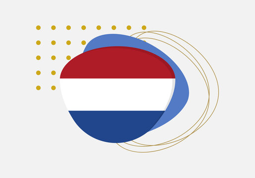 Holland or the Netherlands flag icon or badge. Dutch national emblem with abstract background and geometric shapes. Vector illustration.