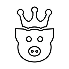 Crown, king pig, swine icon. Outline vector.