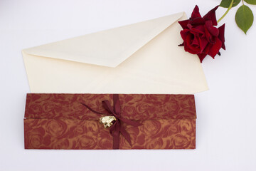 Wedding invitation with rose and envelope